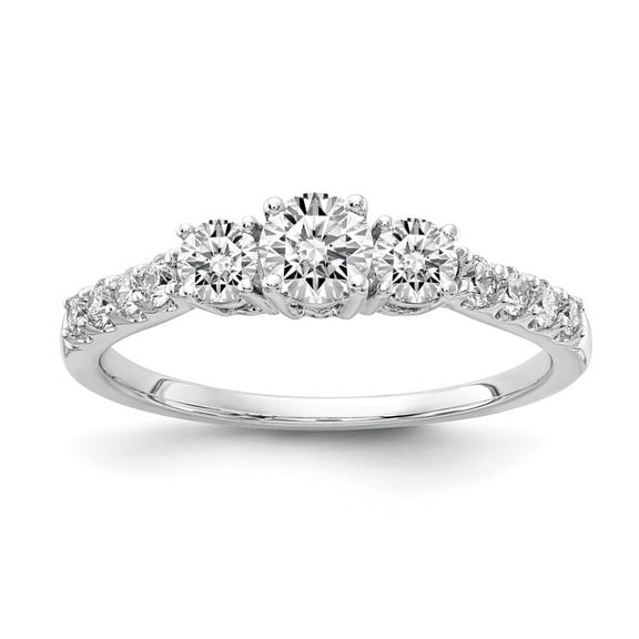 14K White Gold Diamond, Lab Grown Round Ring Band True Origin Diamond VS SI, D E F, 3 4 ctw 3 Stone Plus