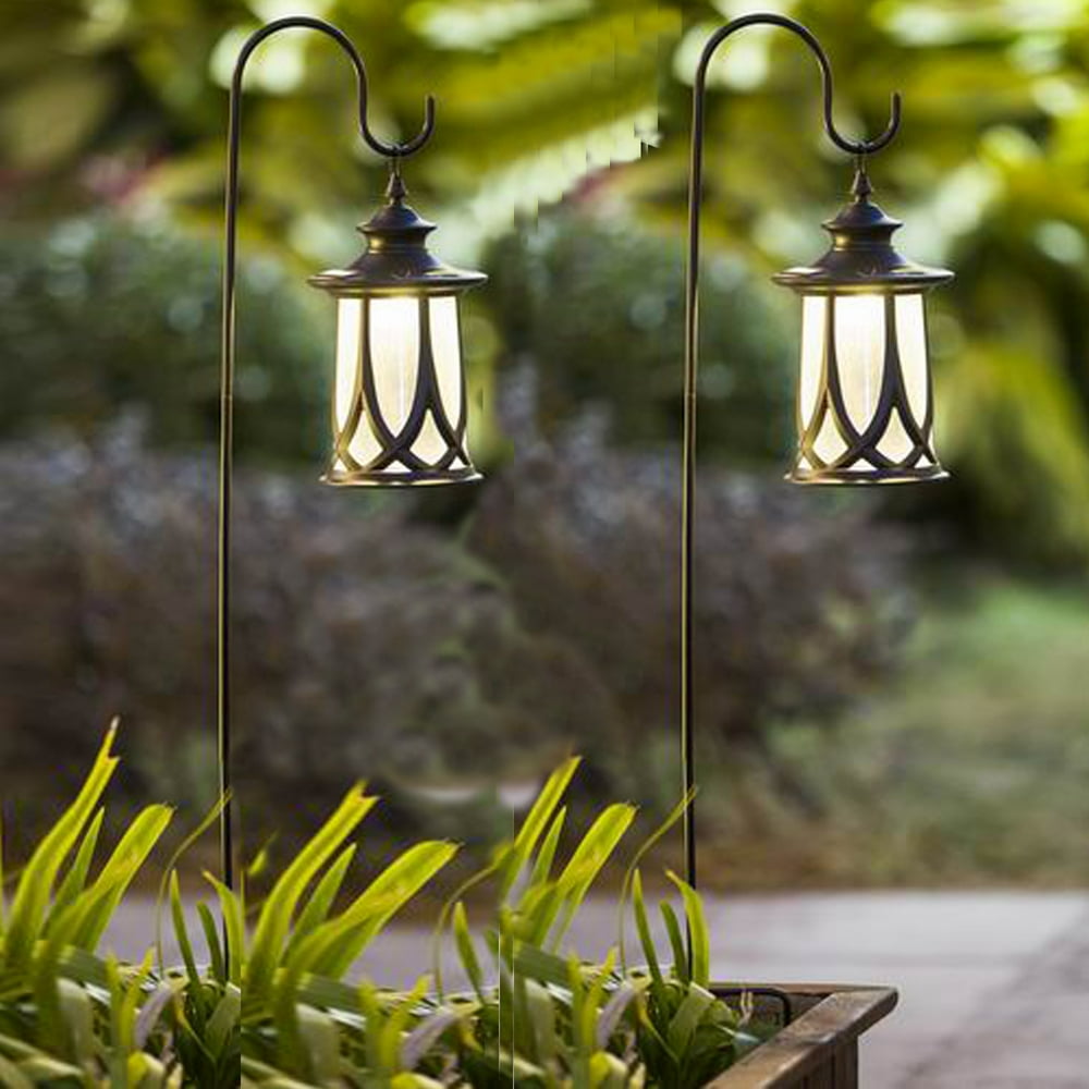 Set of 2 Traditional Solar Lanterns with Shepherd?s Hooks