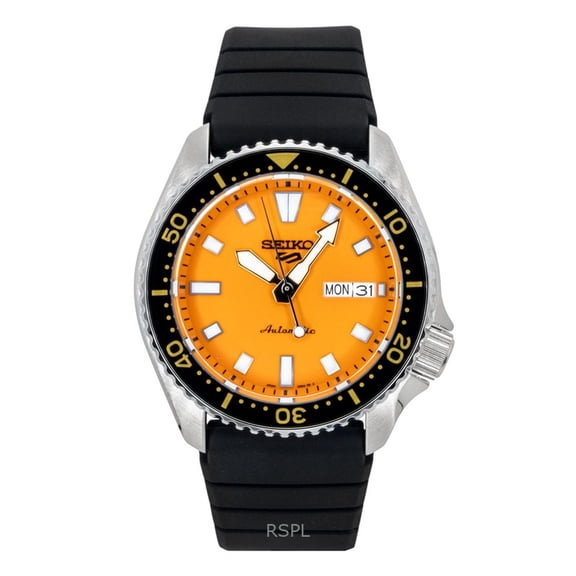 Seiko 5 Sports SKX Redux Silicone Strap Orange Dial Automatic SRPL89K1 100M Men's Watch