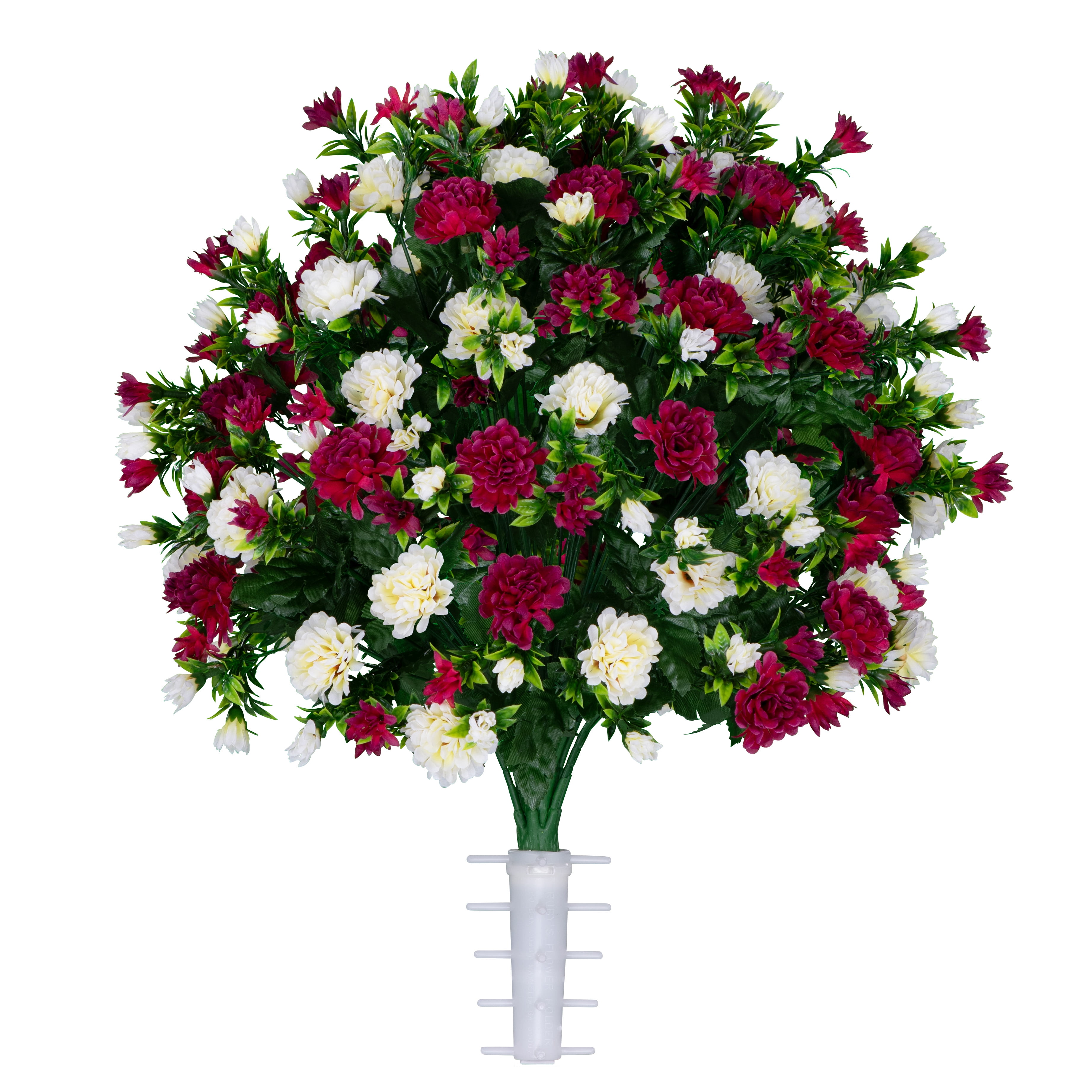 Sympathy Silks Artificial Cemetery Flowers Beauty and Cream Garden Mums 2 Bouquets & Saddle with Vases