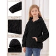 thumbnail image 5 of Lollipie Girls Fuzzy Fleece Hoodies Sweater Cable Knit Warm Sherpa Pullover Sweatshirt with Pockets 6-13 Years, 5 of 7