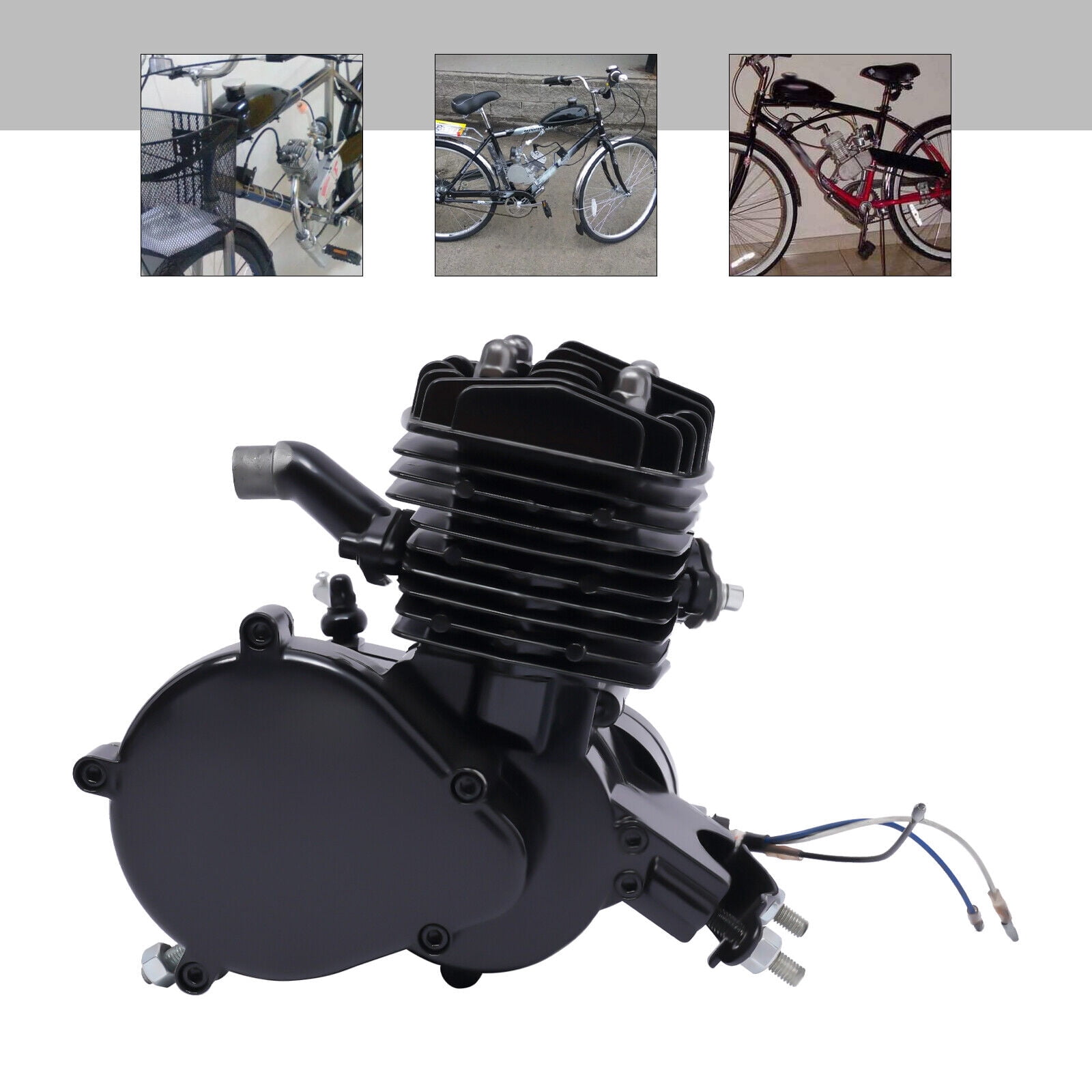 80cc/0.02gal 2 Stroke Gasoline Motor Engine Kit Set PK80 Full Set 80cc Bike Bicycle Motorized,CDI Ignition for 26 inches Bikes