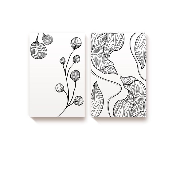 Awkward Styles Abstract Flower and Leaves Canvas | Minimalist Decor, Set of 2 Wall Art