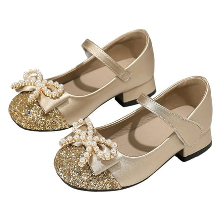 Girls Sandals Girls Sparkle Dress Shoes Toddler Glitter Princess Heels Kids Bows Mary Jane Girl Shoes for Wedding Party Dance Easter