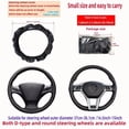 thumbnail image 3 of Universal Anti-Slip Steering Wheel Cover, PU Leather Car Interior Protector, 3D Embossed Grip, Black Breathable, All-Season Fit, 14.5-15.5 Inch, 3 of 8