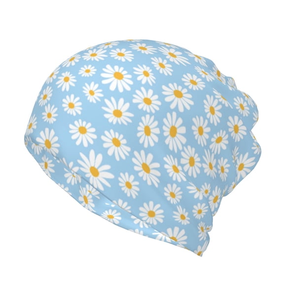 Rateoe Floral Daisy Cotton Slouchy Beanie Hat for Men/Women,Lightweight Oversize Large Thin Skull Cap Night Sleeping Cap