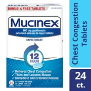 Mucinex 12 Hr Chest Congestion Expectorant Tablets, 24ct (20+4ct)