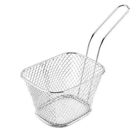 

Mini French Fry Chips Baskets Net 4-Inch Stainless Steel Square French Fry Basket Holder Suitable for Chips Onion Rings Chicken Wings Silver