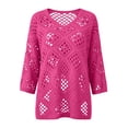 thumbnail image 5 of Women's Beige Crochet Top with V Neck Summer Crochet Long Sleeve Sexy Tops Cover Cruise Outfit, 5 of 5