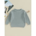 thumbnail image 3 of Toddler Baby Autumn Sweater, Solid Color Knit Long Sleeve Round Neck Knitwear Pullover, 3 of 10