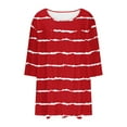 thumbnail image 6 of Scyoekwg Plus Size 3/4 Sleeve Tops for Women Crew Neck Three Quarter Sleeves Tunic Shirt Striped Print Lightweight Ladies Blouses Trendy Casual Comfy Loose Blouses (Red,XXL), 6 of 6