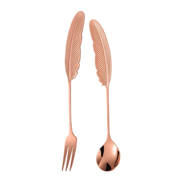 Sporks de titanio Wosthever 2x livianos para camping color oro rosa