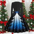 thumbnail image 4 of Women's Christmas Dress Long Sleeve Crewneck Printed A Lined Evening Skirt Red-3 2XL, 4 of 5