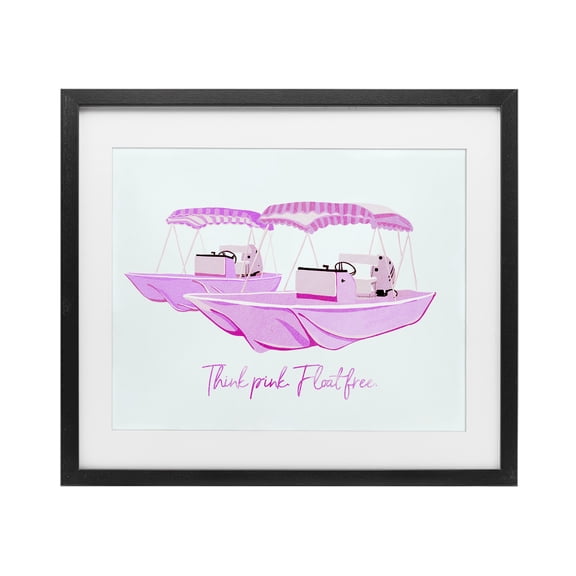 Think Pink Float Free Boats Black Framed Print Under Glass, design by Ziwei Li
