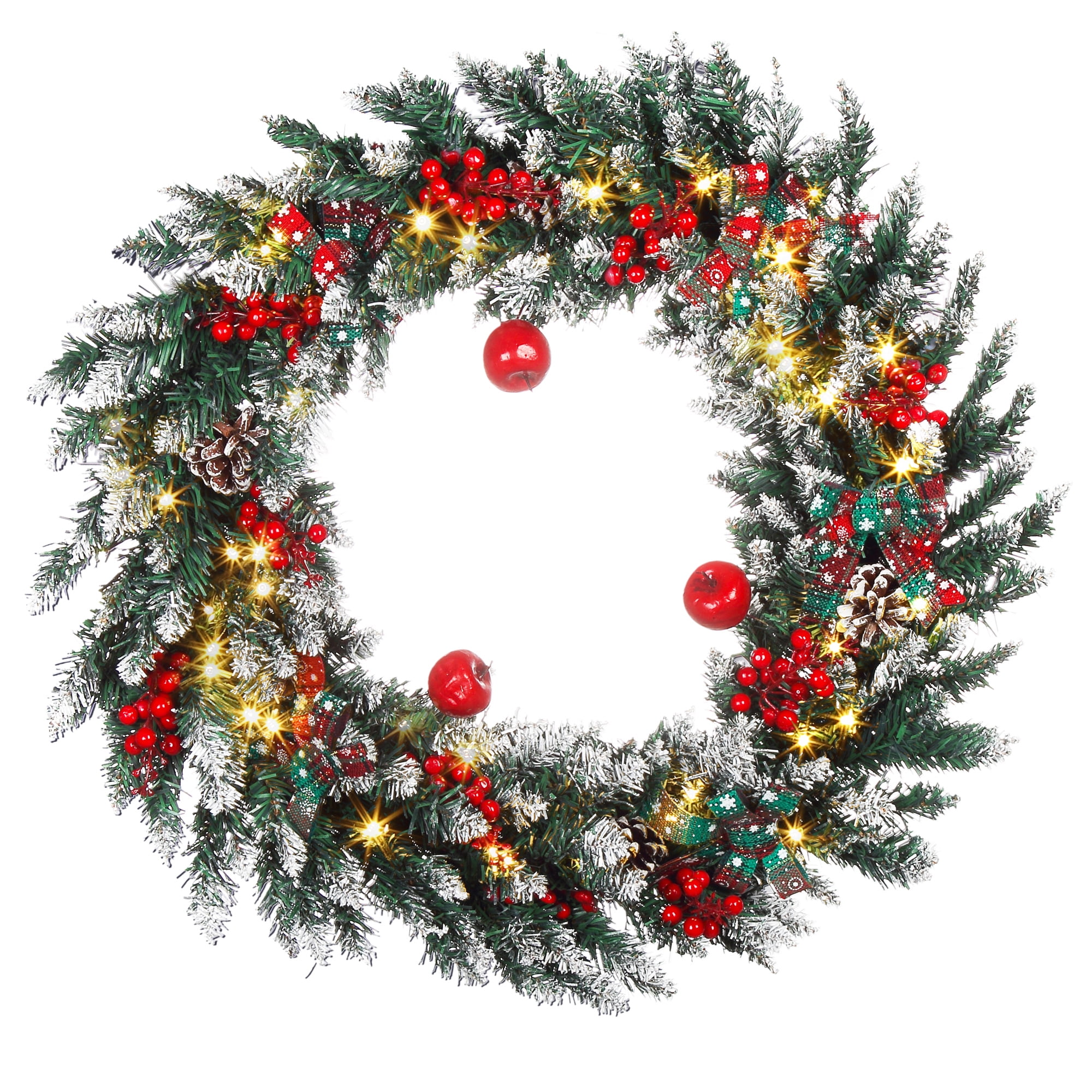 24 Pre Lit Christmas Wreath 