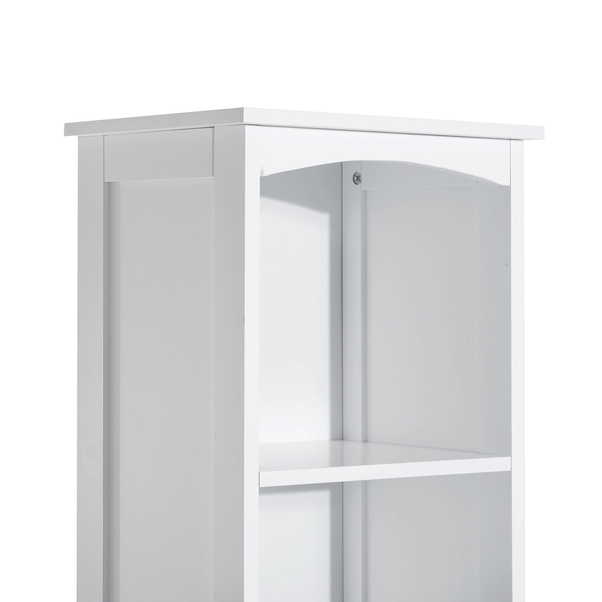 Bathroom Cabinet, White MDF Tall Storage with Drawer and Open Shelves, 13.5" W x 9.5" D x 67" H