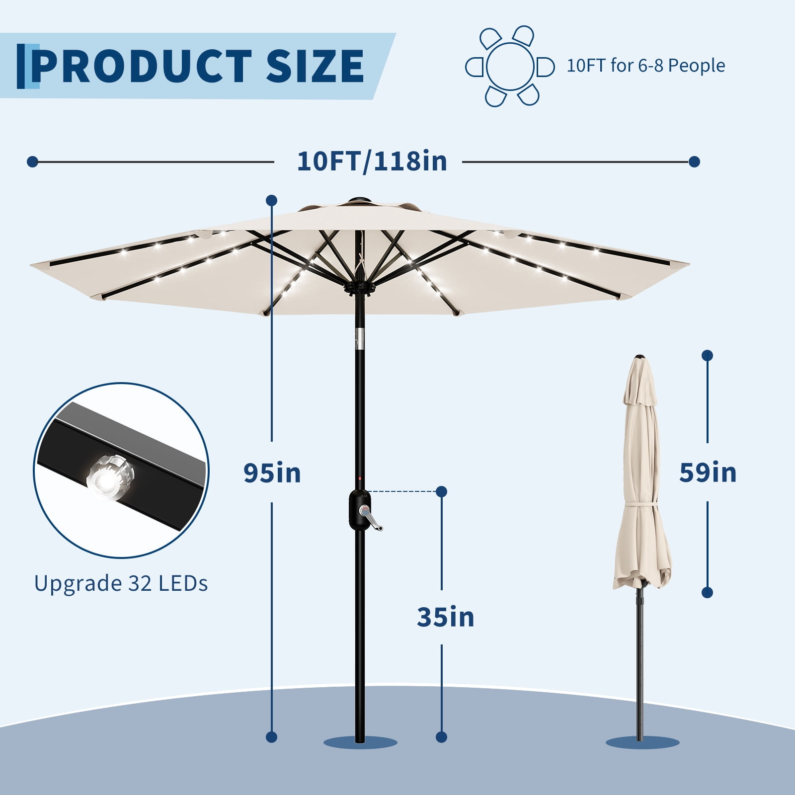 GOGRANT 98.4 in Multicolor Rectangle Market Patio Umbrellas, Fade Resistant