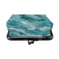 thumbnail image 3 of Lady Leather Wallet Zero 4.13 X 4.52 In Three-Dimensional Buckle Design Small Portable Easy Opening And Closing Teal Marble_2, 3 of 5