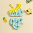 thumbnail image 6 of ZHUASHUM Ruffles Two Piece Swimwear For Girls Summer Toddler Girls Sleeveless Pineapple Printed Swimsuit Bikiniyellow,Size2-3 Years, 6 of 7