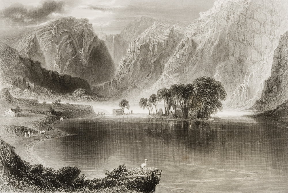 Gougane Barra Lake County Cork Ireland Drawn By WHBartlett Engraved By S Bradshaw From The Scenery And Antiquities Of Ireland By NPWillis And JStirling CoyneIllustrated From Drawings By WHBartlett Pu