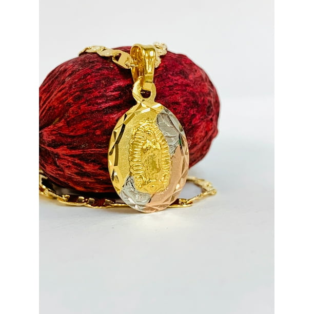 18k Oro Laminado Medalla de Virgen de Guadalupe y 20" Para / Tri-Color Gold Filled Guadalupe Necklace 20" / Medalla y Cadena de La Virgen Para Mujer - Walmart.com