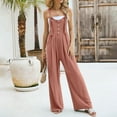 thumbnail image 5 of Lindreshi Jumpsuits for Women Women's Solid High Waist Solid Wide Leg Jumpsuit Casual Loose Button Jumpsuit, 5 of 8