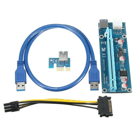 USB 3.0 PCI-E PCI Express 1x to 16x Extender Riser Card Adapter BTC /Monero Sata 6pin Power
