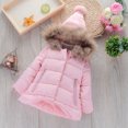 thumbnail image 3 of QUYUON Toddler Baby Girls Winter Coat Infant Newborn Long Sleeve Outerwear Down Coat with Hood Full Zip Puffer Jackets Zipper Pockets Quilted Lightweight Hoodies Jacket 130, 3 of 6