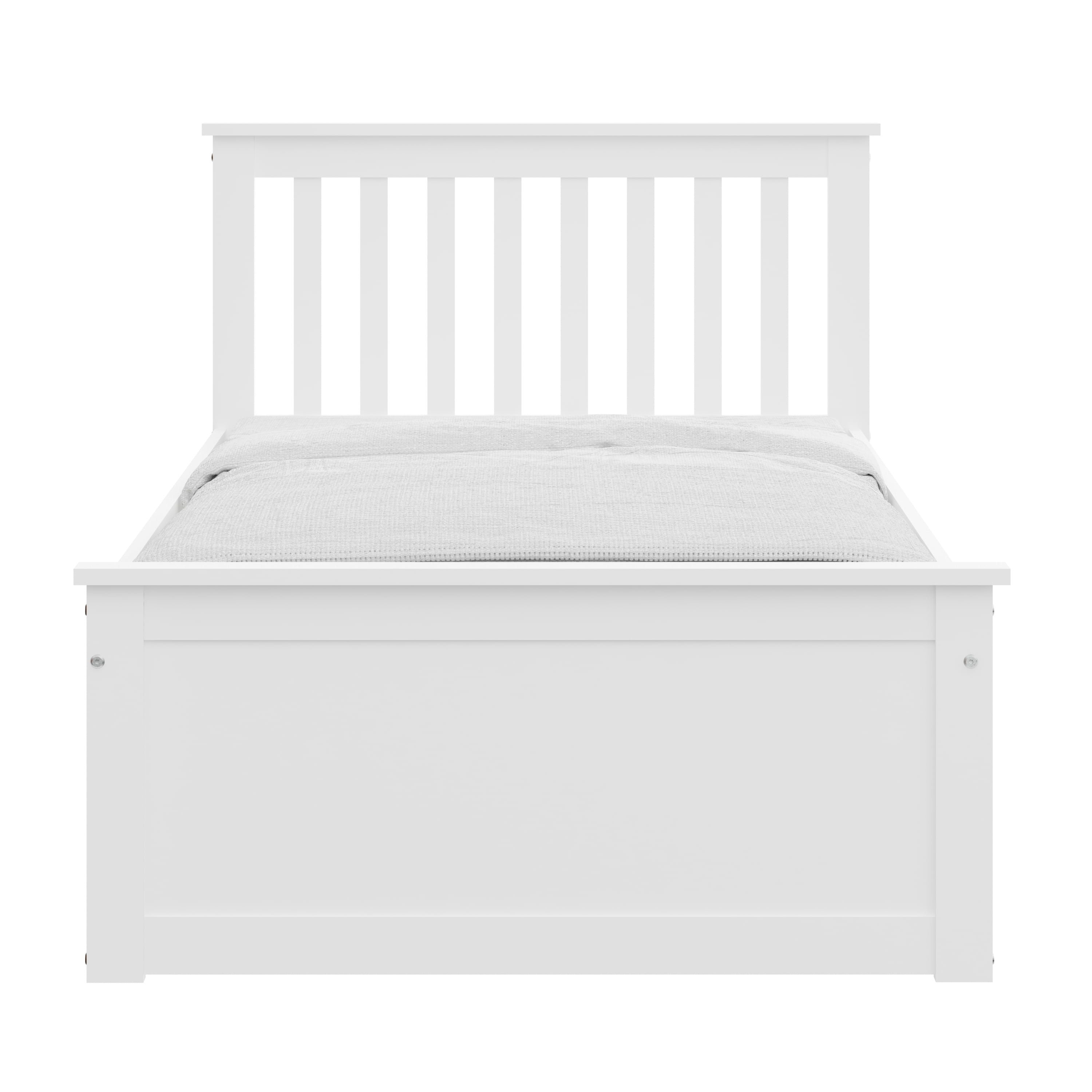 Yes4wood White Twin Bed with Trundle, Solid Wood Malibu Bed Frame with