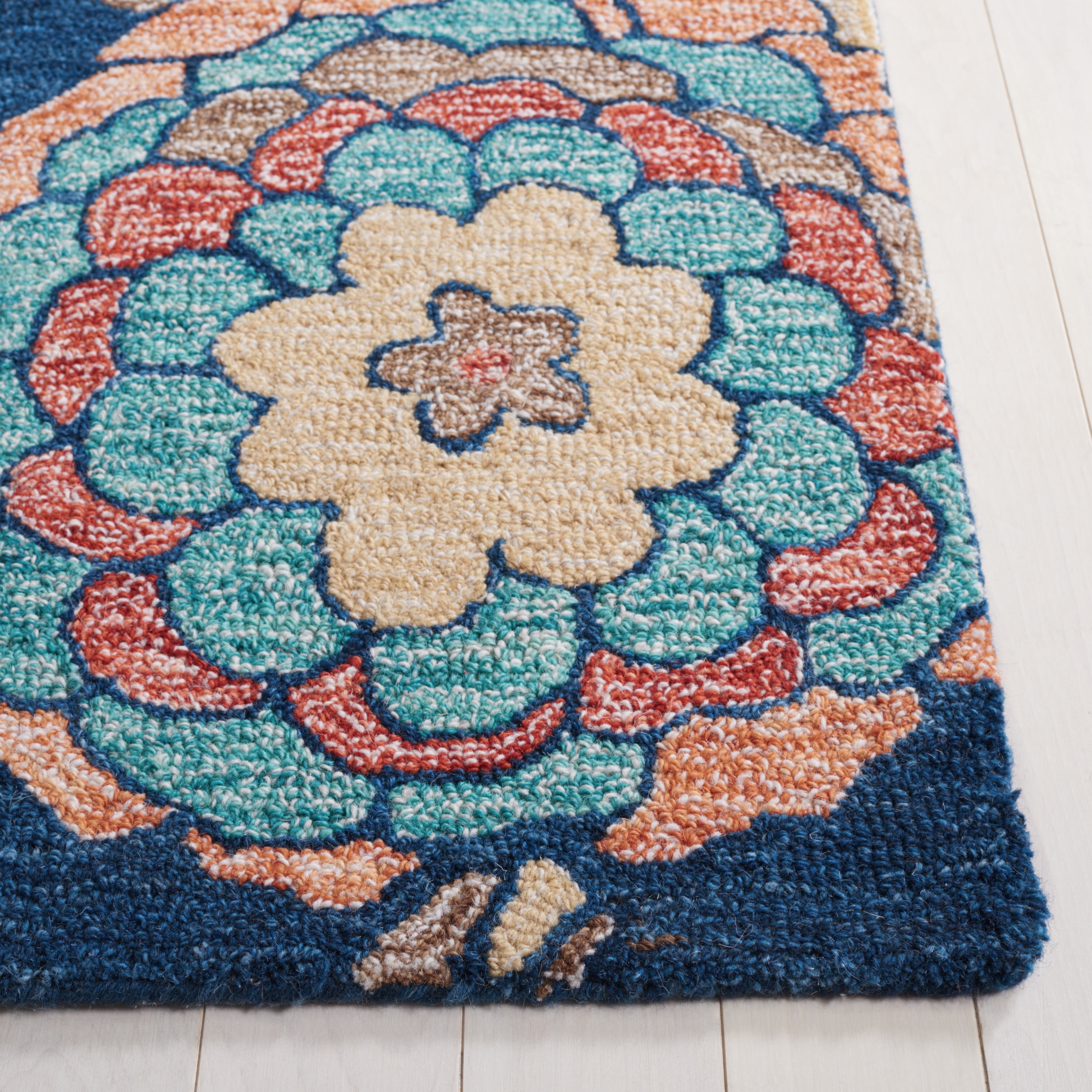 SAFAVIEH Jardin Delmar Floral Area Rug, Blue/Green, 6' x 6' Square