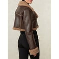 thumbnail image 6 of Biezeib Women Leather Biker Jacket Lightweight Casual Zipper Crop Fleec Cardigan for Outwear Streetwear, 6 of 6