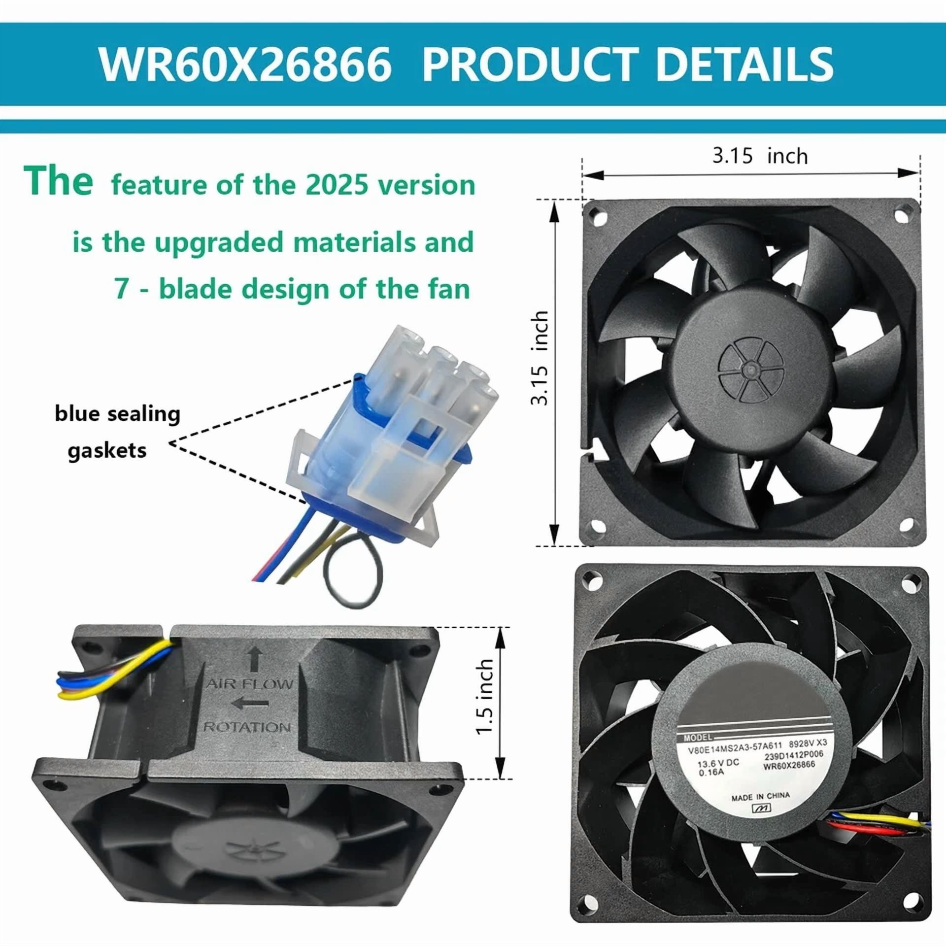 KNACK - Refrigerator Evaporator Fan Motor Wr60X26866 Wr49X25197 Wr60X10356 239D1412