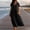 Black, variant on Women's Cotton Linen Short Sleeve Maxi Dress Scoop Neck Button Front Pleated Loose Fit Dress Lightweight Solid Color Summer Vacation Beach Dresses
