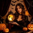 thumbnail image 6 of Witch LED Lantern, Black , 6.7" Battery Operated Light with Spooky Silhouette, Hanging & Tabletop Decor for Party, 6 of 8