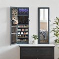 thumbnail image 7 of LEDREM LED Jewelry Cabinet Organizer - 47" Wall/Door Mount Armoire with Full-Length Mirror, 200+ Storage Slots & 2 Drawers, Rustic Blue, 7 of 7