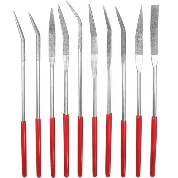 10PCS Diamond File Set-3x140mm Curved Shaped Needle Files for Metalworking, y10206