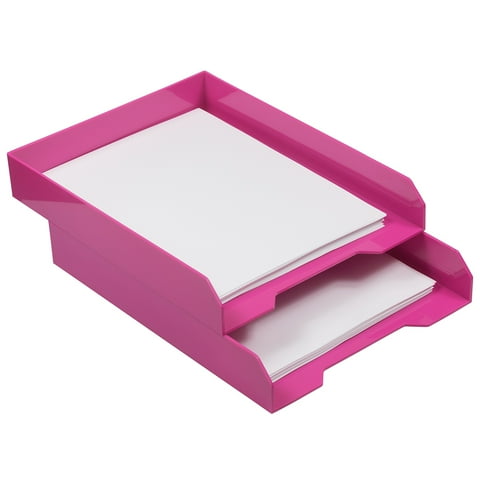 Stackable Paper Trays  Pink  Desktop Document  Letter & File Organizer Tray  Sold Individually