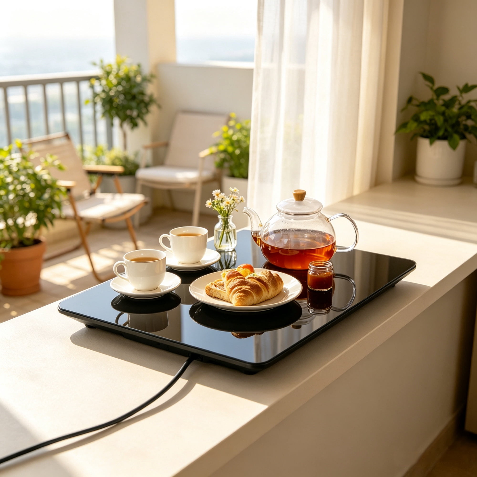Electric Warming Tray, Portable Tempered Glass Heating Pad (65-90℃) for Catering & Parties, 16.5" x 11"