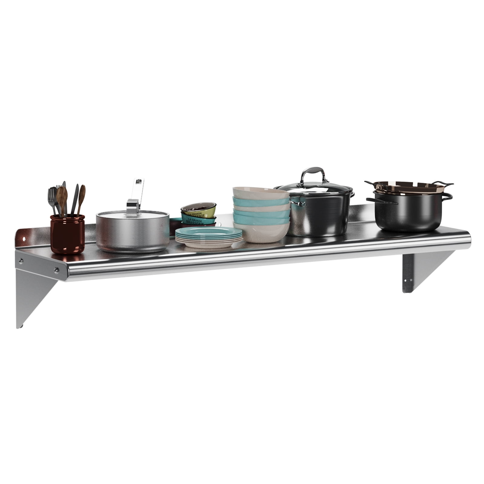 Huisuilinss Stainless Steel Wall Shelf with Backsplash,Heavy-Duty Commercial Grade Floating Shelf Stainless Shelves,Metal Storage Rack For Home Kitchen, Restaurant & Laundry Room