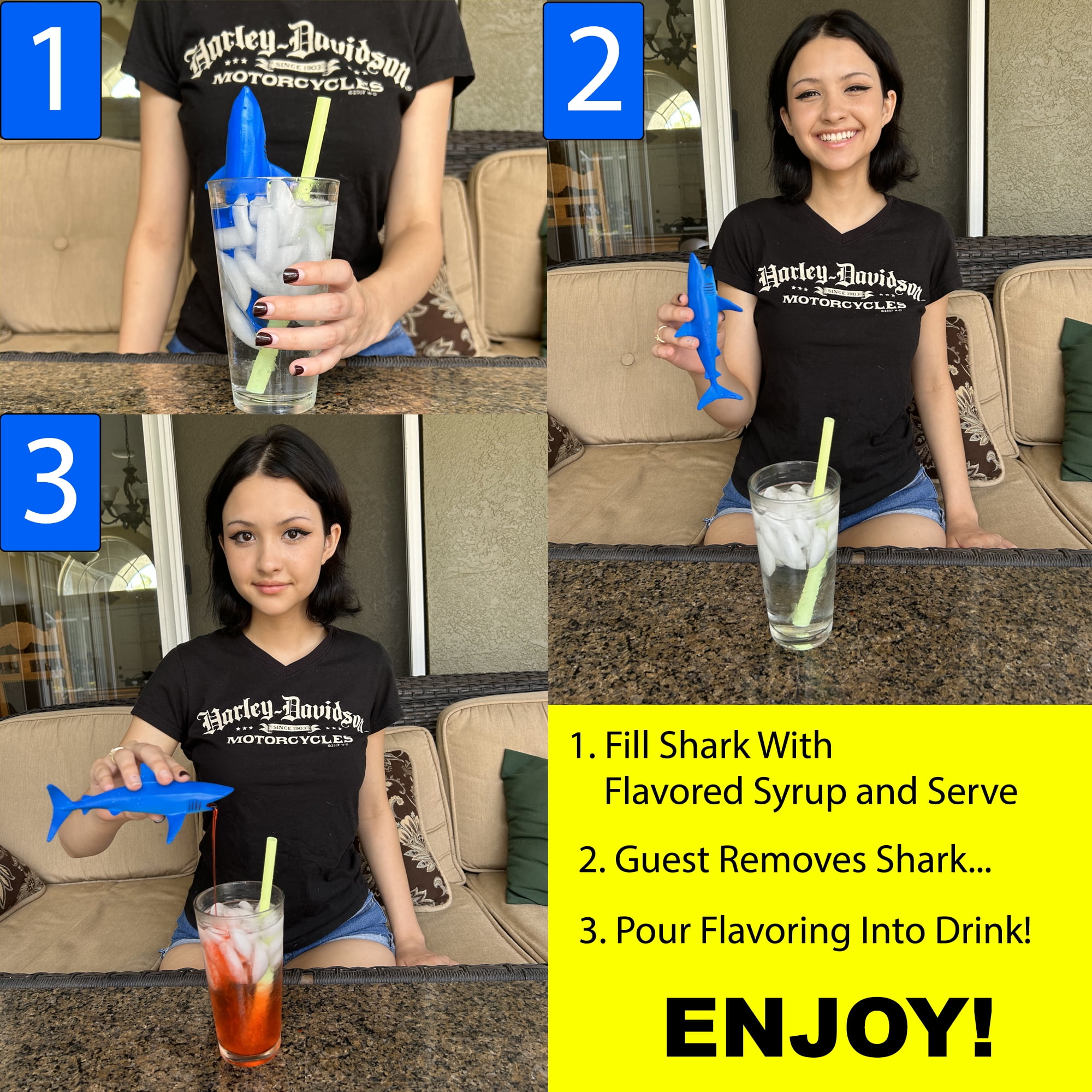Plastic Sharks for Drinks - Great Shark Decor for Shark Parties, Shark Decorations for Fun Theme Party, Vinyl Sharks for Drinks, Lemonade & More
