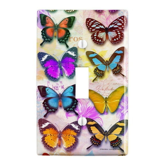 Colorful Butterflies Butterfly Design Plastic Wall Decor Toggle Light Switch Plate Cover