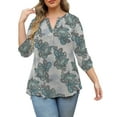 thumbnail image 4 of VERABENDI Women's Plus Size Tops 3/4 Sleeve Shirts Dressy Casual Metal Buckle V-Neck Tunic Blouses,M-4XL, 4 of 11