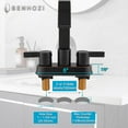 thumbnail image 3 of Oil Rubbed Bronze Bathroom Faucet 3 Hole, Senhozi 4 Inch Centerset Bathroom Faucet with Pop up Drain and 2 Supply Lines, Waterfall Bathroom Faucet Modern Faucet Bathroom, 3 of 14