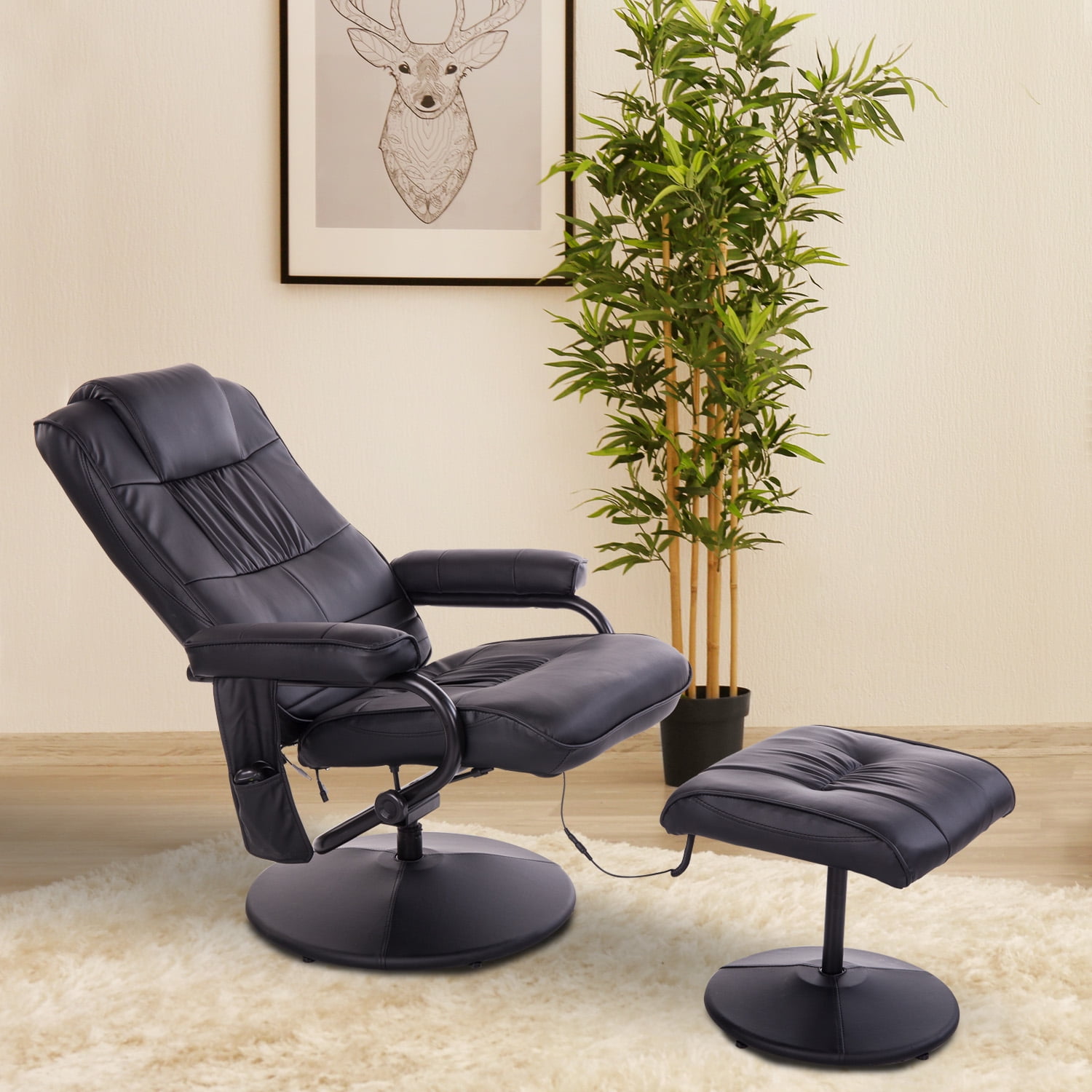 Massage Recliner Ottoman Set Electronic Swivel Armchair with Wrapped