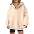 thumbnail image 2 of BSDJILFG V-Neck Hooded Sweatshirt for Juniors Loose Fit Hoodie Long Sleeve Solid Color Pullovers, 2 of 8
