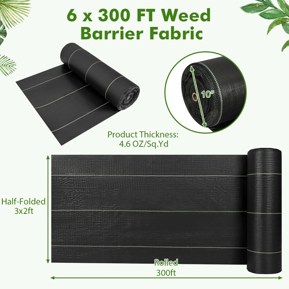 Spaco 6.5 x 330/4 x 250/6 x 300 Feet Weed Barrier Landscape Fabric-6 ft, Weed Block Fabric Heavy Duty