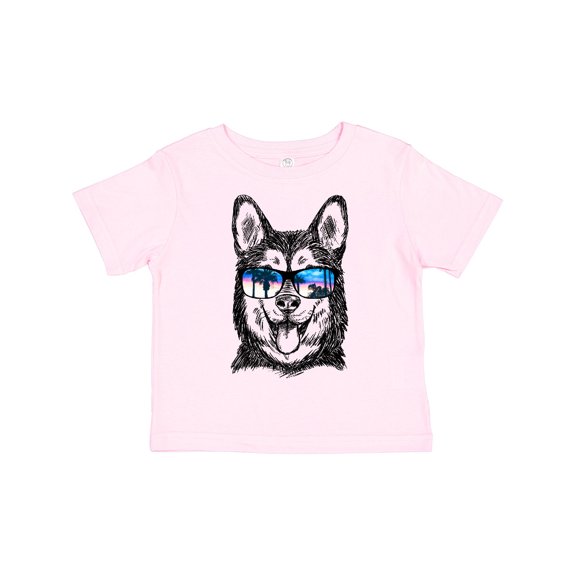 Inktastic Siberian Husky Sketch Portrait with Sunglasses Boys or Girls Toddler T-Shirt