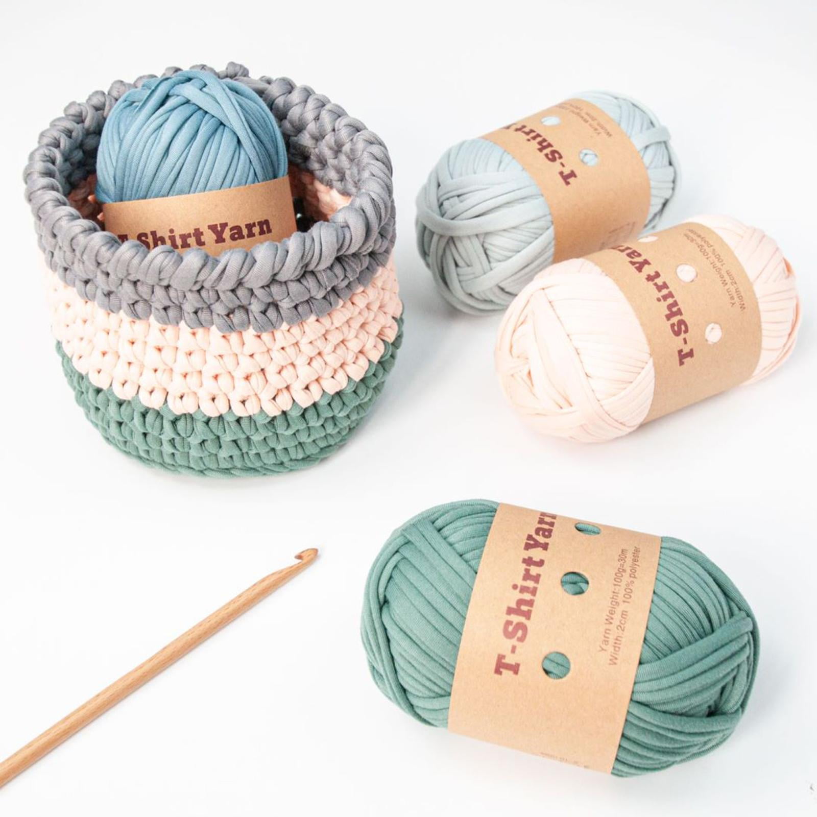 6x T Shirt Yarn Bag Making Supplies Easy to Wash Hand Knitting Knitting Yarn Weaving Thread Yarn for Baskets Pillow Rug Making Hats Sweaters Style C
