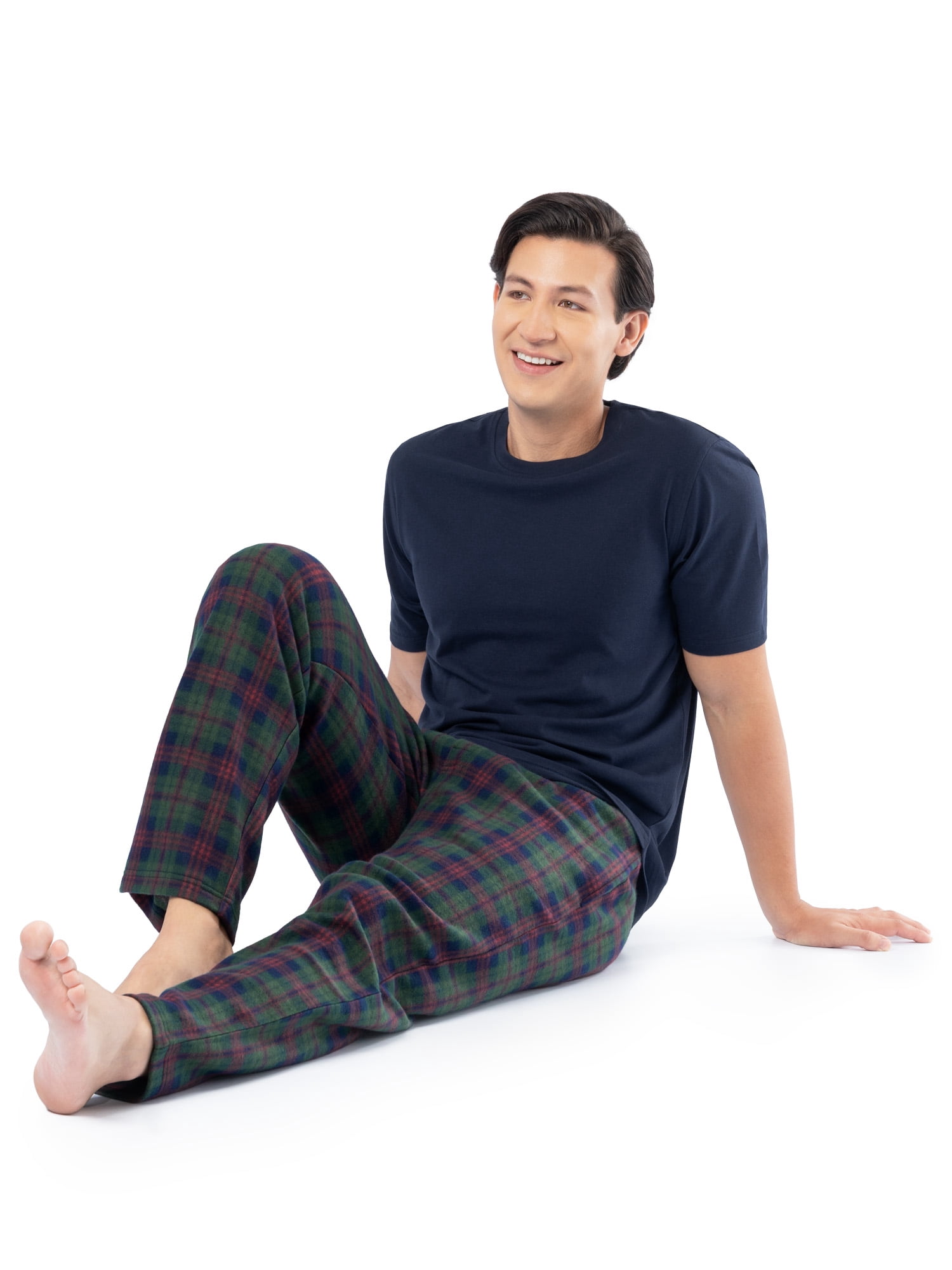 Fruit of the Loom Men's Crewneck Tee and Fleece Pajama Pants Set, 2-Piece, Sizes S-5XL