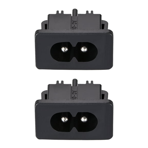 C8 Panel Mount Plug Adapter AC 250V 2.5A 2 Pins IEC Inlet Module Plug Power Socket Straight 2 pcs